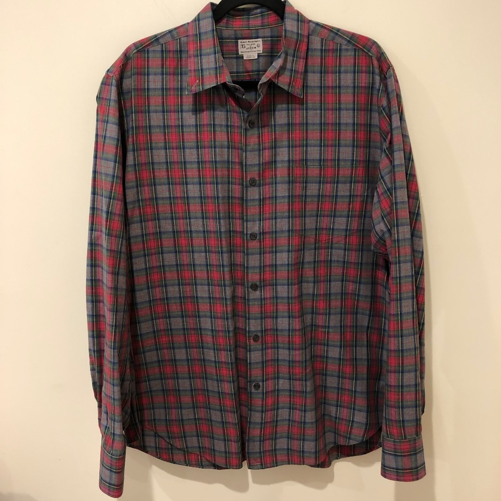 J.Crew Outlet Men's Button down gray plaid shirt size Large
